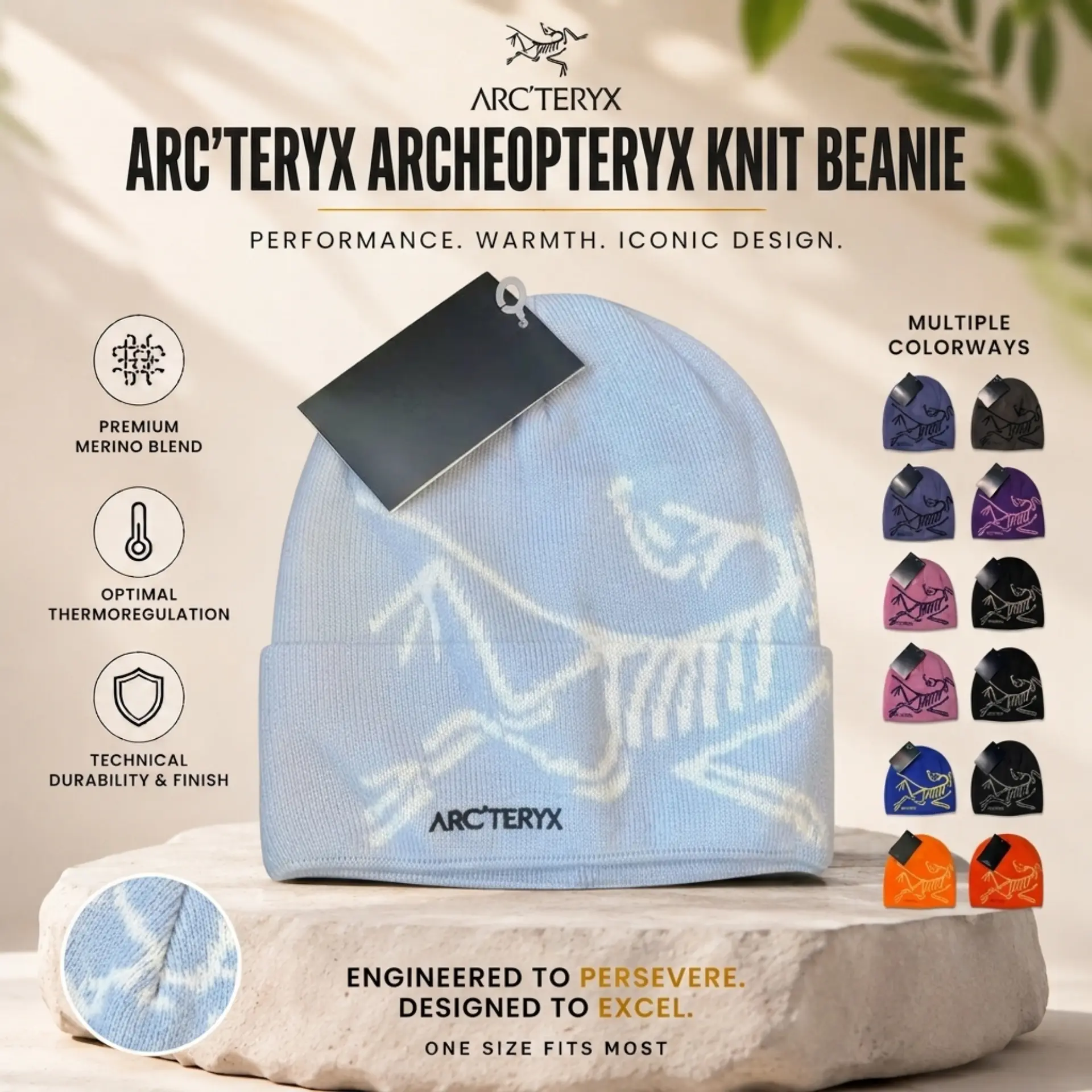 Arc'teryx Knit Winter Beanie Hat, Bird Head Logo Toque for Men & Women, Soft Stretch Warm Skull Cap, Outdoor Performance Beanie for Hiking, Climbing, Ski, Camping, Everyday Casual Multi Color Knit Hat