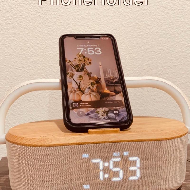 Essential deal 2024 New innovative multifunctional Digital Alarm Clock,wireless speaker, night light, white noise machine and wireless charger
