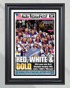 2026 USA Hockey “Red, White & Gold” Hockey Gold Champions Newspaper Poster Print, No Framed