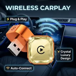 Mini Wireless CarPlay Adapter - Wired-to-Wireless Converter for Android Auto & CarPlay, Auto-Reconnect Support, iOS & Android Compatibility, USB-A/C Ports, Stylish Diamond Design