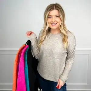 Zenana Drag it Out Long Sleeve Sweater Top - 8 colors!