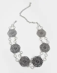 Sun Layered Chain Belt, Antique Silver