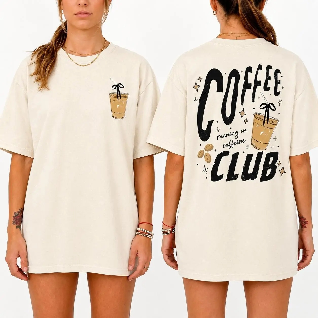 Comfort Colors Coffee Club Front & Back Shirt, Coffee Lover Graphic Tee, Running on Caffeine T-Shirt, Cute Coffee Shirt, Gift for Her , Beast Graphic Tee