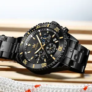 OLEVS Men's Watch Stainless Steel Classic Business Dress Analog Quartz Luxury Casual Men's Watch Date Waterproof Luminous Multifunction Large Dial