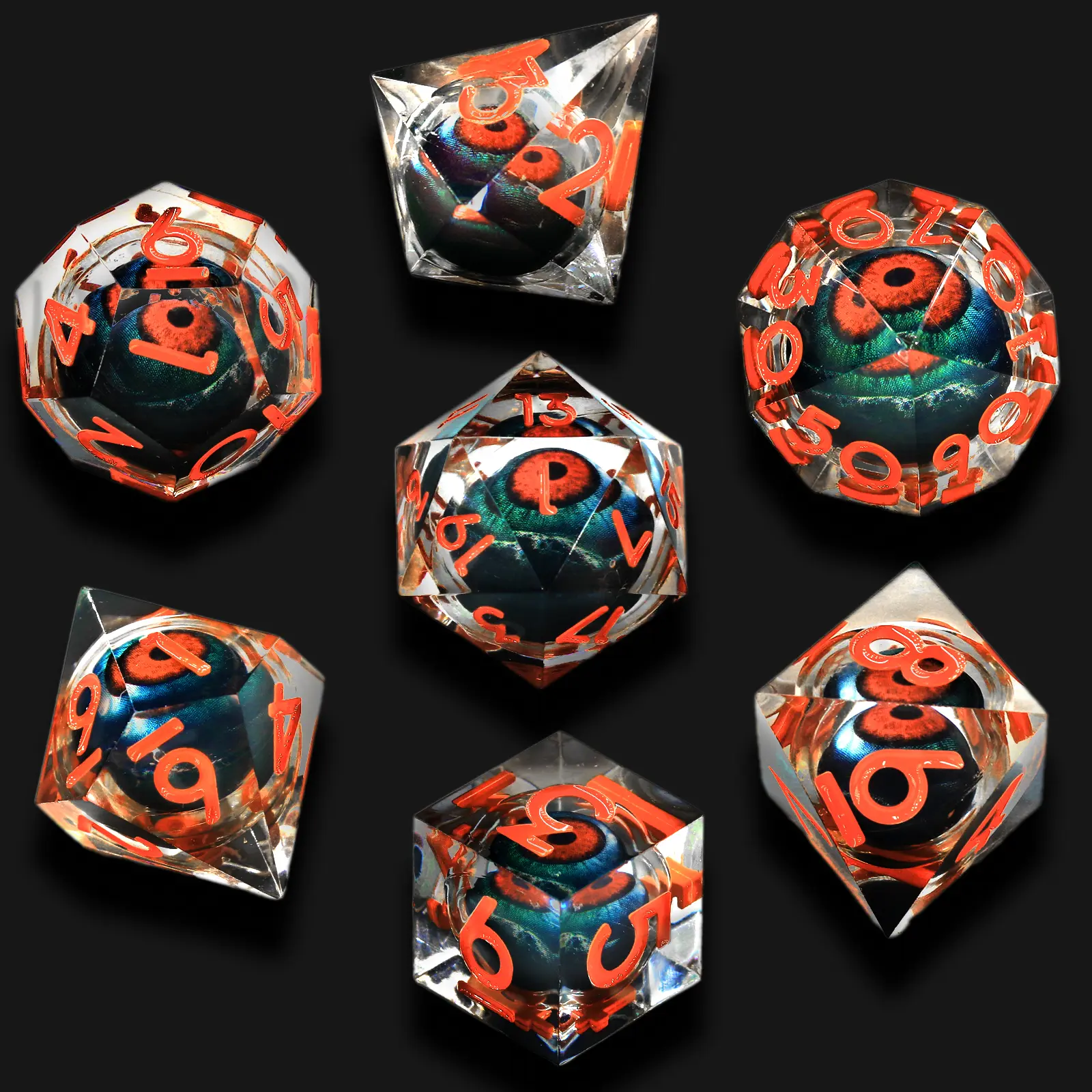 FONVGOGO Liquid Core DND Dice Set - Resin Sharp Edge, Dragon Themed, Premium Resin Feels Solid in Hand, Liquidcore Magic Collectible for Dice Games