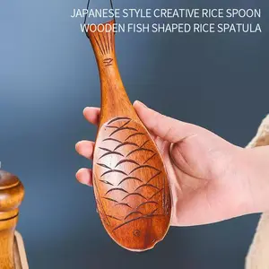 Fish Shaped Rice Spoon Wooden Non-Stick, Sushi Rice Dedicated Kitchen Tool, Lucky Kitchen Utensil, Cultural Gift