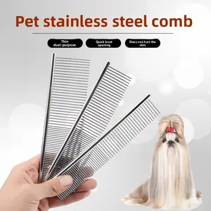 Pet Flea Comb for Dogs & Cats, Plastic Dense Teeth Steel Needle Brush, Effective De-Shedding Tool, Grooming Accessory for Pets