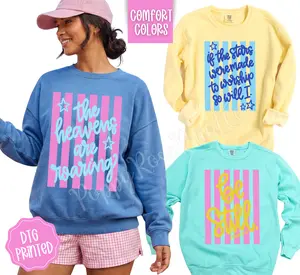 Religious Stripes Comfort Colors Sweatshirt, Trendy Women's Crewneck