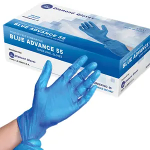 Diamond Advance Blue Vinyl Disposable Gloves - Latex-Free & Powder-Free Cleaning Food Gloves Hand Household Kitchen 100-ct Box Palm