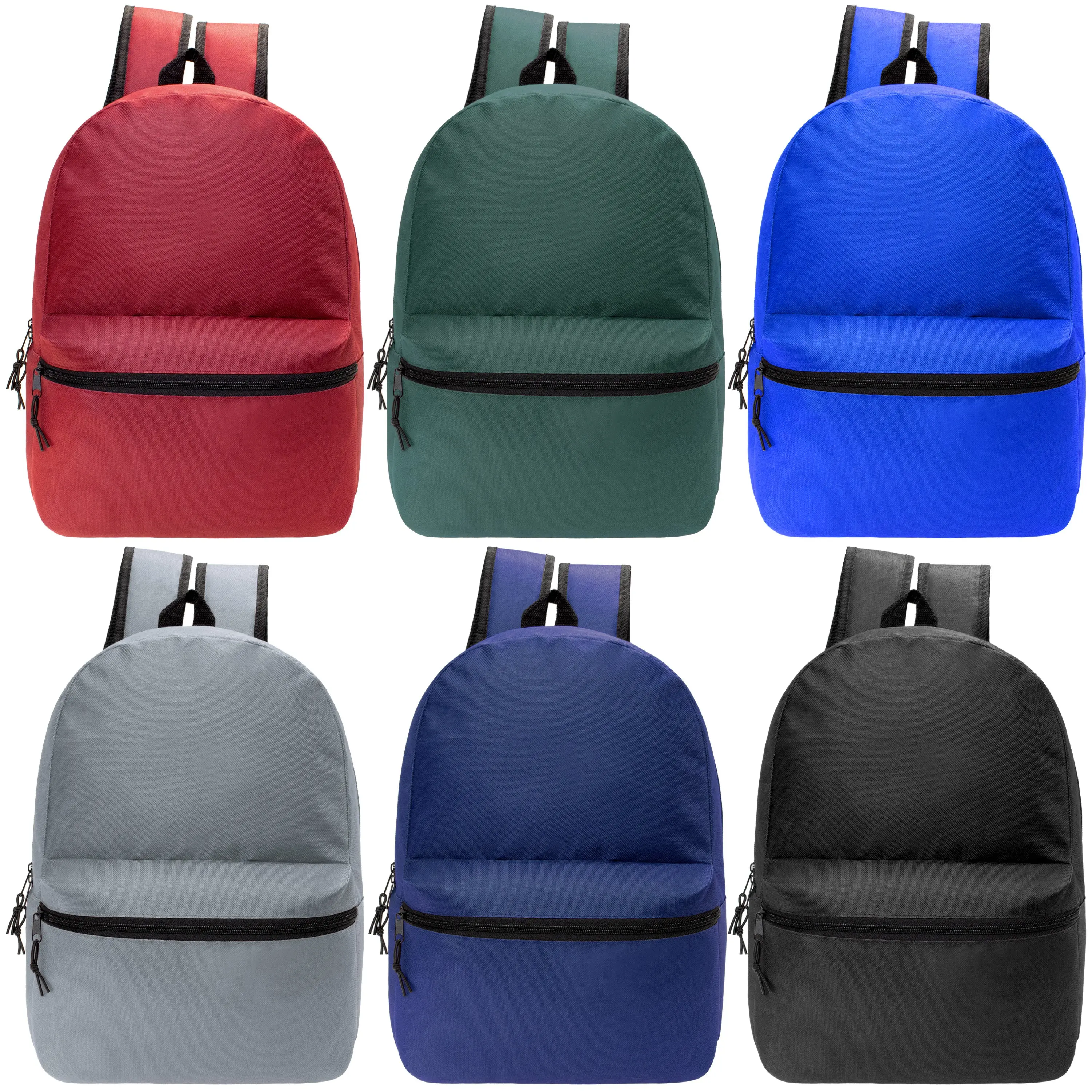 18,5 Inches Basic Wholesale Backpack in 6 Colors Bulk Case of 24