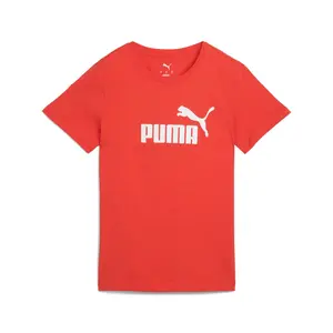 PUMA Womens Essentials Logo Crew Neck Short Sleeve Casual Tops Casual - Red