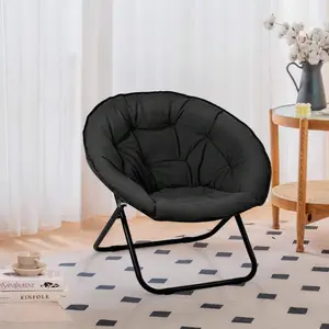 Comfy Saucer Chair for Adults, Soft Faux Fur FoldingLounge Chair for Bedroom Living Room Dorm RoomsFlexible Reading Chair Foldable Chair