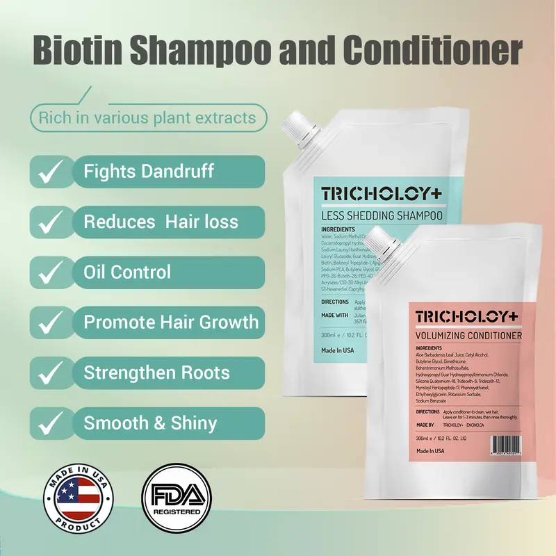 [SALE Buy 1 Get 1 Free] Tricholoy+ Anti-Hair Fall & Less Shedding & Volumizing Shampoo | Biotin, Arginine & Oleanolic Acid | Strengthens Roots | Promotes Hair Growth | Oil Control & Scalp Nourishment | 300ML
