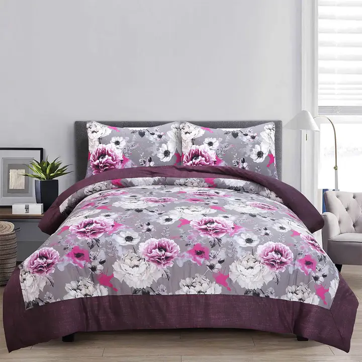 3 PC Polycotton Comforter Set - Breathable All-Season Bedding in Multiple Colors and Prints