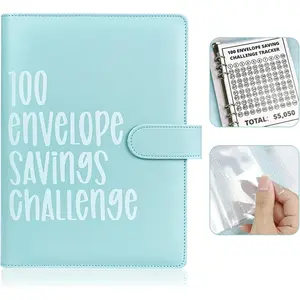 Leather 100 Envelope Challenge Binder, 52 Week Money Saving Budget Binder - Easy & Fun Way for Budgeting Planner & Saving Money, Fits 100 Envelopes