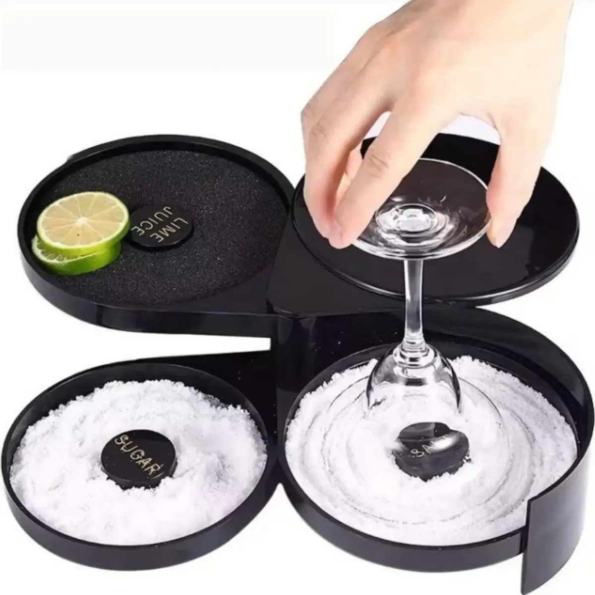 3-Tier Bar Glass Rimmer Bartender Tool, Margarita Salt Rimmer Set, Salt Rimmer for Cocktails, 3-Tray Salt Box Spice Container, Bar Cocktail Tool