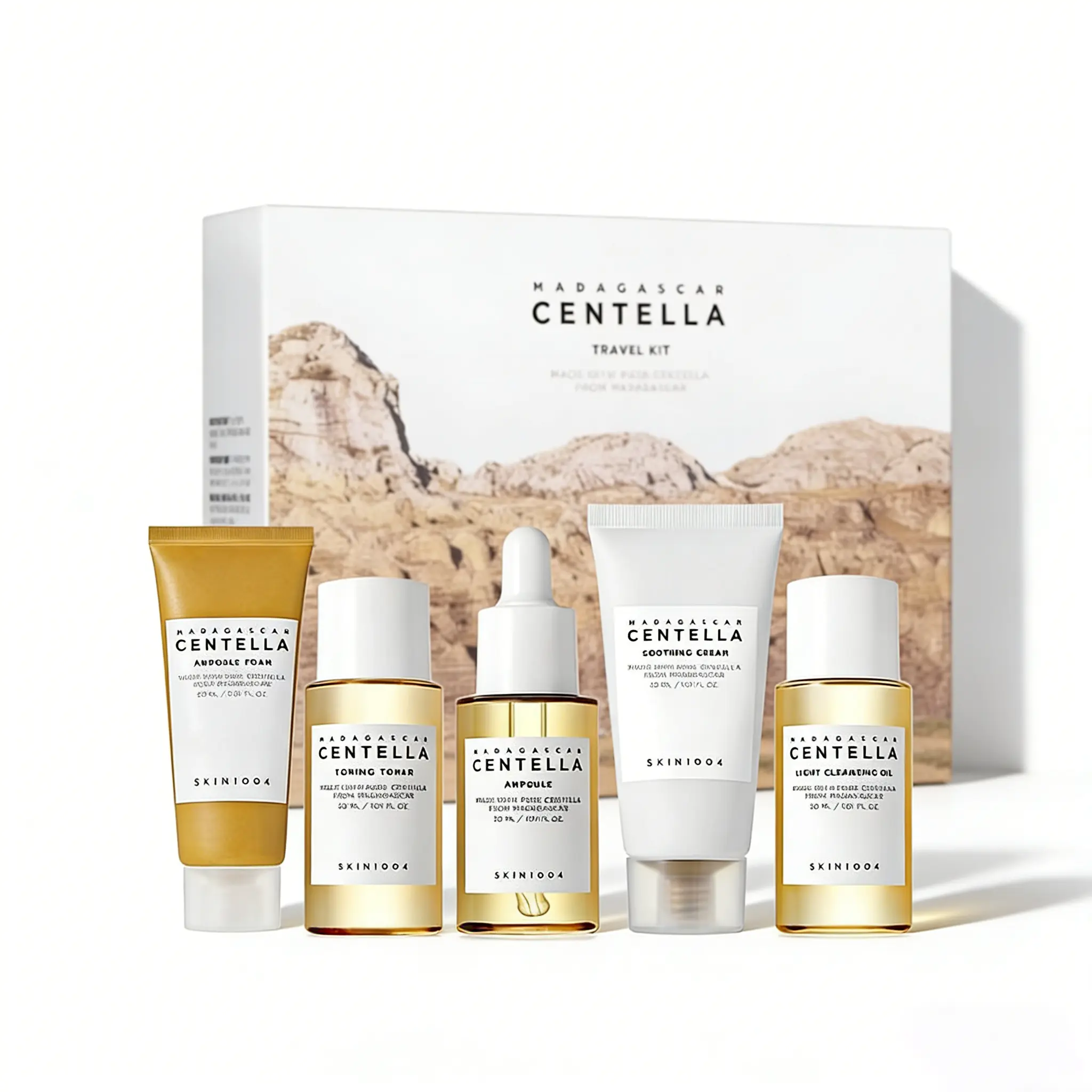 [SKIN1004] Madagascar Centella Travel Kit Moisturizing Gentle Skincare Kit for Deep Cleansing, Foam, Soothing Cream