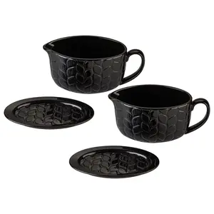 Temp-tations Carved Willow S/2 16-oz Gravy Boats w/ Lid-Its