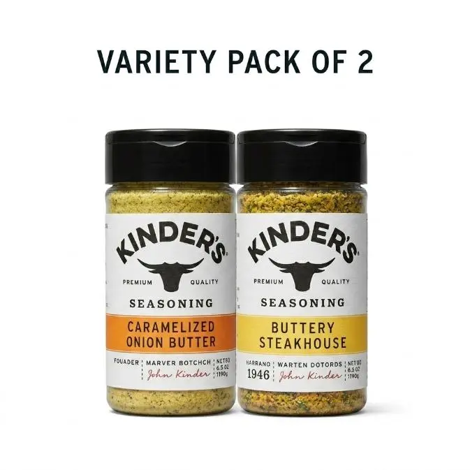 VARIETY PACK OF 2 Kinders Caramelized Onion Butter & Buttery Steakhouse Seasoning – Premium Quality Steak, Meat & Grilling Seasonings