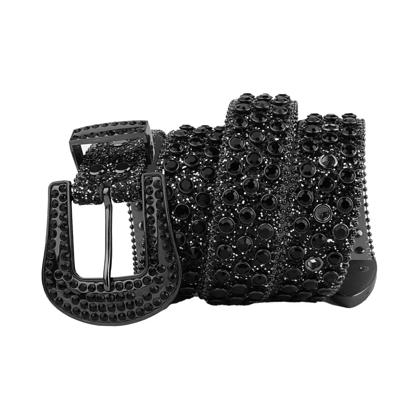 Black Glitter Goth Belt | Matte Leather w/Laser-Cut  display picture 2