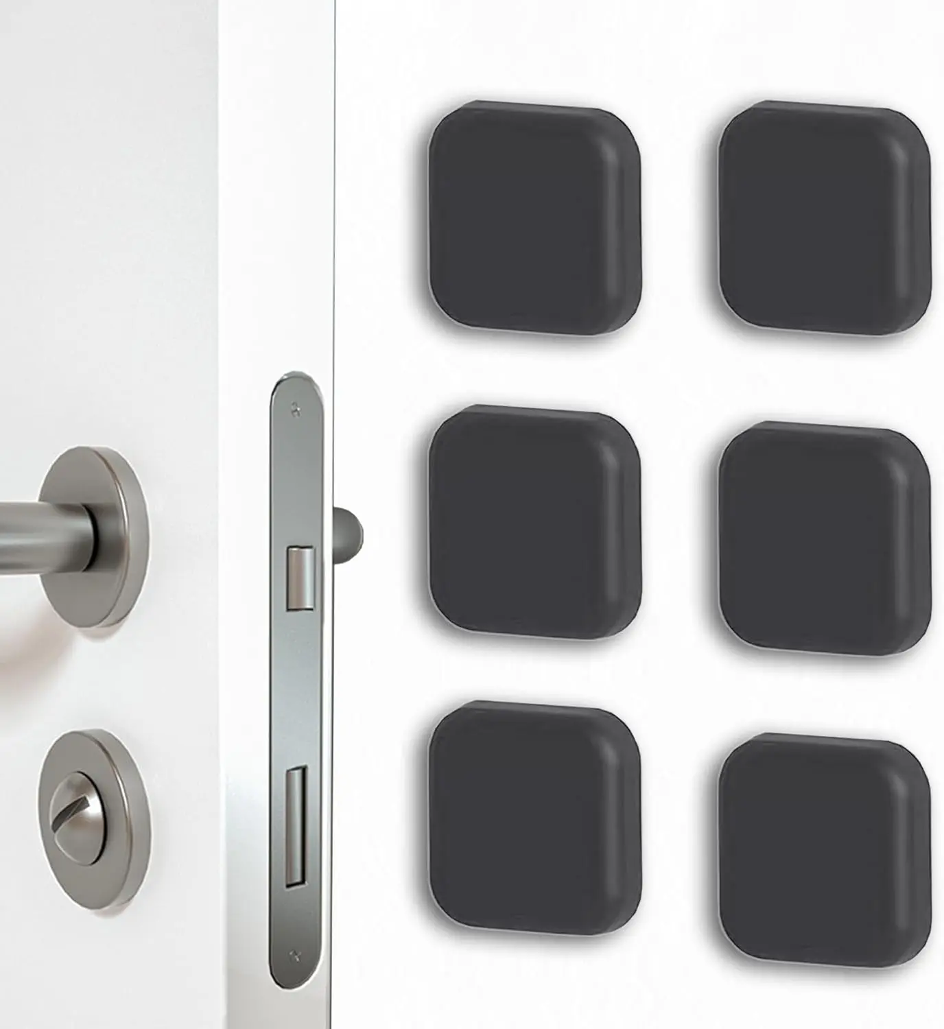 [6 Pack] [Black] Door Stoppers Wall Protector,  Door Bumper, Self-Adhesive Wall Shield, Door Slamming Silencer, Door Knob Guard for Home, Office, School