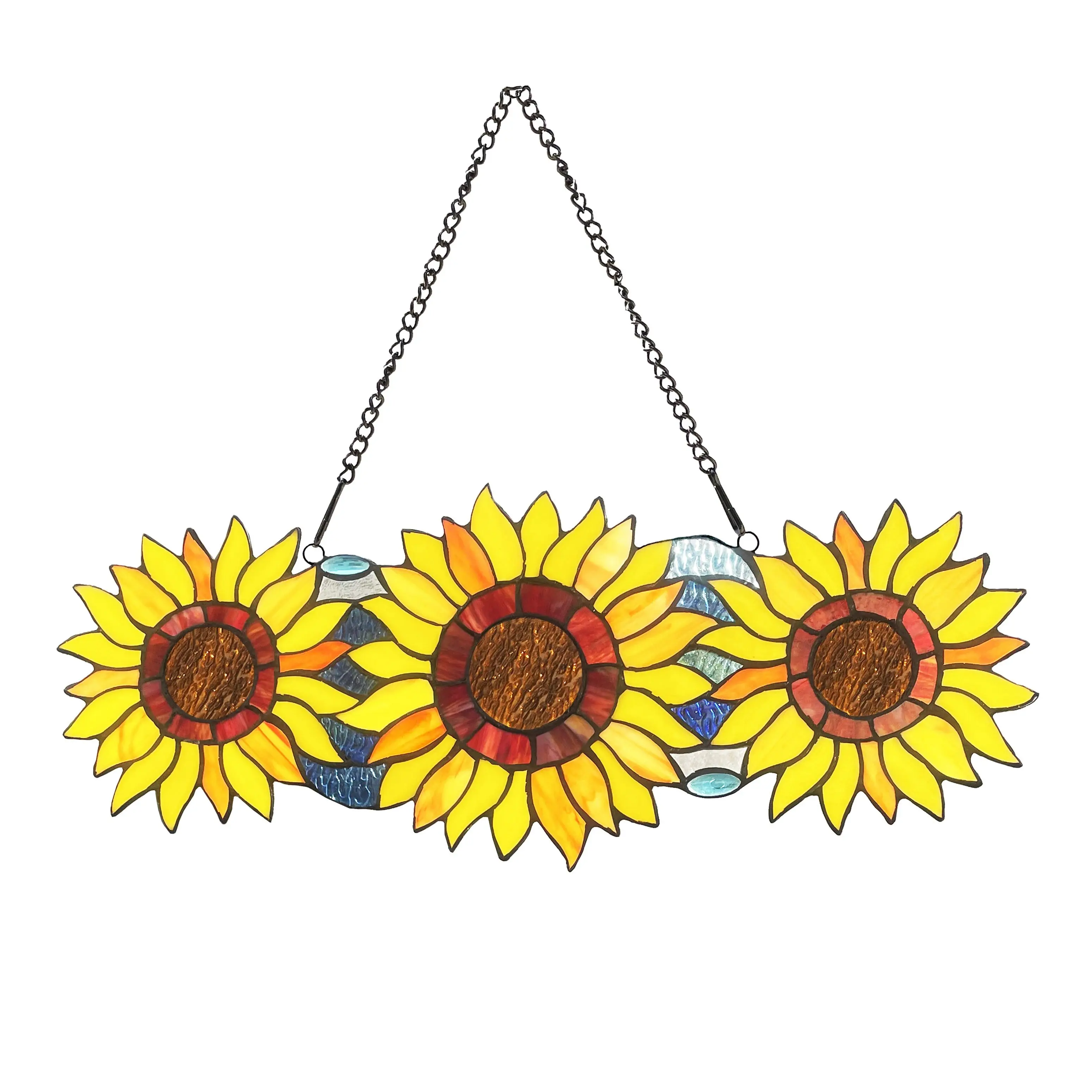 1P152-SF22HRT RADIANCE goods Floral-Style Stained Glass Window Panel 22" Wide