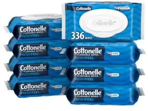 Fresh Feel Flushable Wet Wipes, Adult Wet Wipes, 8 Flip-Top Packs, 42 Wipes Per Pack (336 Total Wipes), Packaging May Vary Sheets Toilet