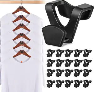 60PCS Heavy-Duty Hanging Hanger Hooks, Space-Saving Closet Organizer Connector Hooks (Black, 1.6”x1.3”x1.2”)