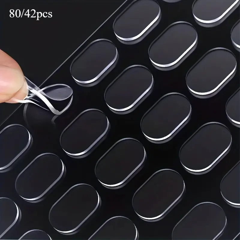 80/42pcs Double-sided Adhesive Blind Box Foot Stickers, Transparent Traceless Glue, Hand-made Model Car Decoration Glue, Non-slip Adhesive Stickers, Diy Handmade Double-sided Adhesive, High Bond Adhesive, Self Adhesive, Invisible Adhesive, Sticky Adhesive