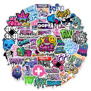 50pcs Hypebeast Street Graffiti Stickers Pack, Waterproof Cool Streetwear Colorful Graffiti & Cartoon Decals for Laptop, Water Bottle, Journal & Scrapbook, Streetwear Fan Gift