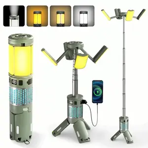 Telescopic Camping Lights & Tripod Flashlight Combo, 12,000mAh Rechargeable Lantern with RGB Vibes, Magnetic Base for Car Repair, IPX5 Waterproof, Ideal Father's Day Gift for Outdoor Fans