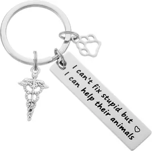 Vet Tech Keychain Gifts for Women Men Teens Funny Vet Med Student Registered Veterinary Technician Keychains