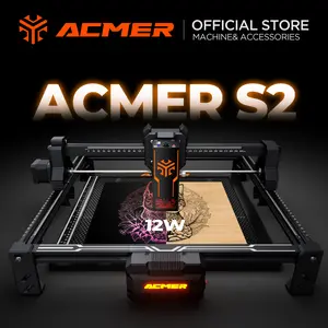 ACMER S2 12W Laser Engraver & Cutter, 300x300mm Large Work Area, High-Precision 12000mW Blue Laser - For Wood, Faux Leather, Acrylic, Ceramics & More. Ideal for Beginners, Pros. Perfect for Wood Carving, DIY Crafts, Gifts & Projects.