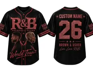 (Note 24h)Team Breezy Baseball Jersey, Chris Shirt Verson 2, The R&B Tour Concert Outfit