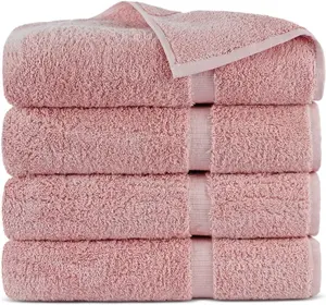 100% Turkish Cotton Towel Set (Pink, Bath Towels - Set of 4)