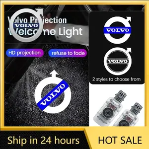 New For Volvo Emblems 2pcs LED Car Door Welcome Light Decor Logo For Volvo Rdesign AWD C30 C70 S40 S70 S80 V40 V50 V60 V70