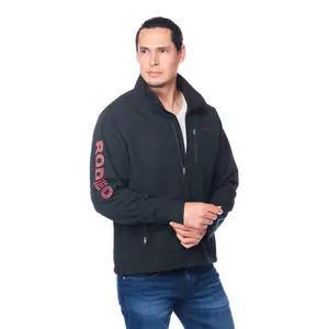 Men's Soft Shell Bonded Jacket With Embroidery-NJ650EMB-BLACK-RED