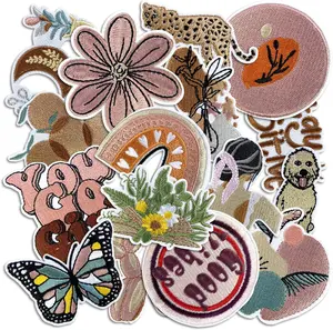 Boho Girly Iron On Patches, Cute Embroidery Applique Patch, DIY Decorative Heat Press Patches for Jeans Jackets Clothing Backpacks Hats (Boho1 16 Pcs)