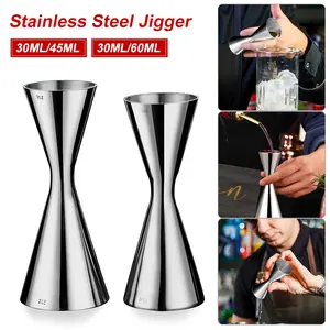 30/45ml Jigger for Bartender Stainless Steel Cocktail Jigger with Measurements Double-Headed 1/2oz for Home Bar Party Club Tool