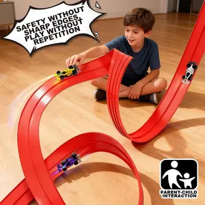 HOT WHEELS Buildable Alloy Material Race Track Set - Unisex Ages 4+ STEM Educational Toy with Pull-Back Inertia-Powered Alloy Car for Creative Play & Racing Adventure