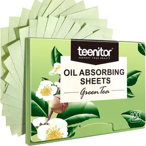 100 Sheets Green Tea Oil Absorbing Tissues Paper, Large 10cmx7cm Oil Blotters Makeup Cosmetic