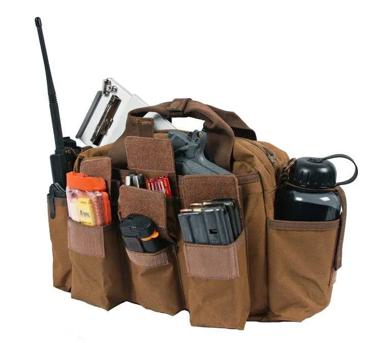 LA Police Gear Men's Tactical Bail Out Gear Bag - Best Seller, Adjustable Design, Side Pockets, Durable Zippers, Pouches, Container, Water, Removable Strap