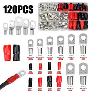 120pcs Copper Tube Terminals Sc Wiring Connectors, 60pcs Soft Sleeves Combo, Durable Electrical Components for Reliable Connections, Wire Terminal Connectors