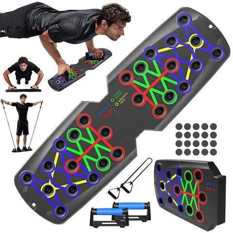 Unisex Adjustable Functional Push Up Board System - 22-in-1 Kit, Ergonomic Strength Training Equipment with 12+ Customizable Multi-Angle Grip Positions, Color-Coded Handles, Integrated Storage Slot, Portable Home Workouts Tool to Build Muscle Strength