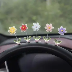 5 Piece Daisy Design Car Center Console Spring Decorations, Car Dashboard Decoration, Car Interior Accessories, Auto Styling Essentials, Car Ornament
