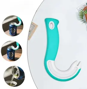 Easy to open and pull bottle opener, easy to grip J hook bottle opener with anti slip grip, manual ring top soda tin bottle opener tool for the elderly/children/weak hands