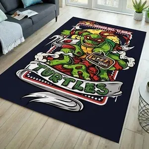 Cartoon rug, pizza rug, nursery rug, turtles rug, kids rug, kidsroom rug