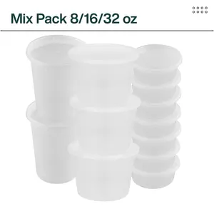 ProTakeOut, [8/16/32 oz] Mix Heavy-Duty PP Deli Containers with Lids – 60 Sets  | Microwave & Freezer Safe | Durable, Leak-Resistant & Reusable | Ideal for Bulk Food Storage, Meal Prep, Restaurants & Catering