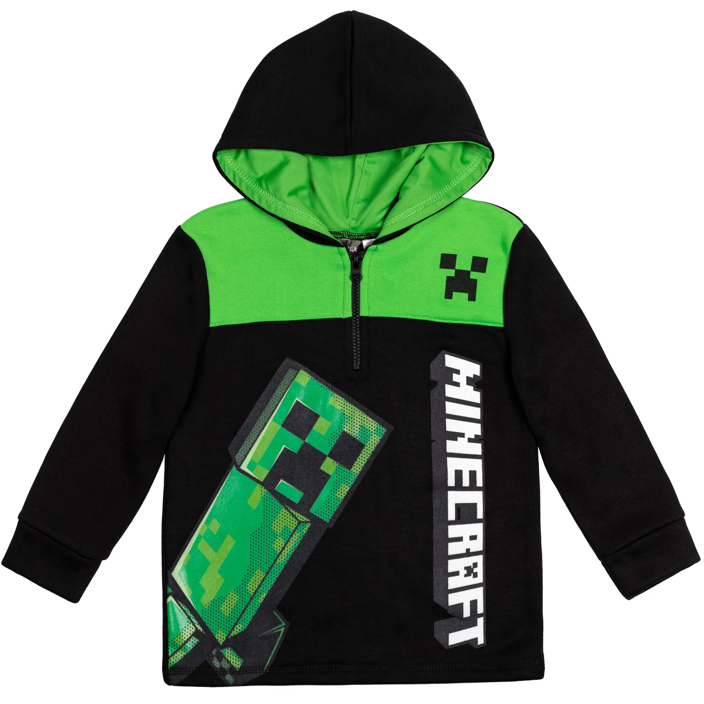 Minecraft Boys' Fleece Hooded Sweatshirt - Long Sleeve Shirt, Thermal, Casual Wear, Regular Fit - Little Kid to Big Kid