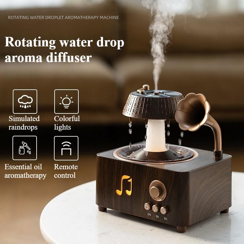 Your Bedside's Glow-Up is Here. | 1000 Sqft of Smart, Purified Air on Your Schedule.0 Holy grail style Retro rotating raindrop aroma diffuser